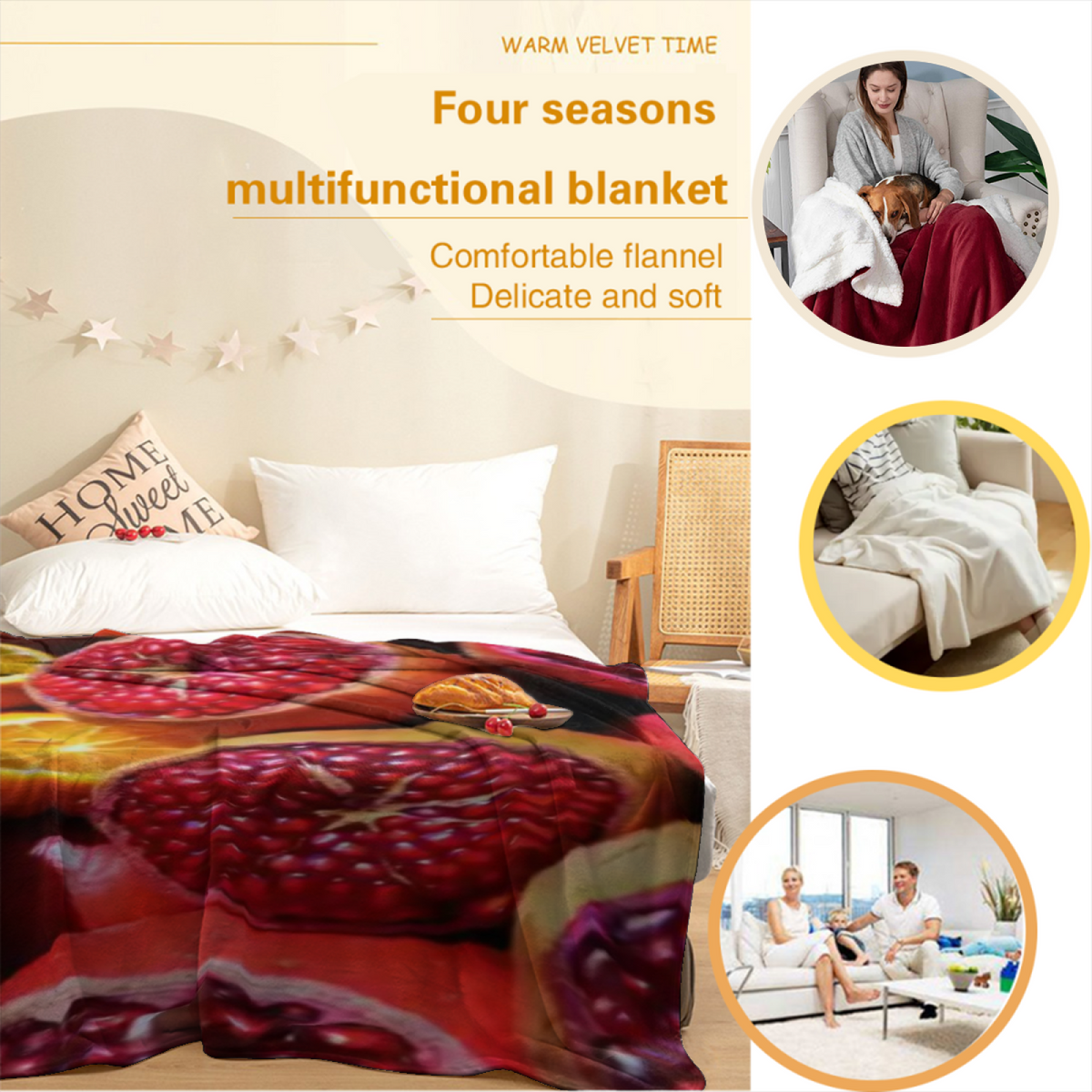 Coastal & Valley Playful Graphic All-Season Flannel Blanket