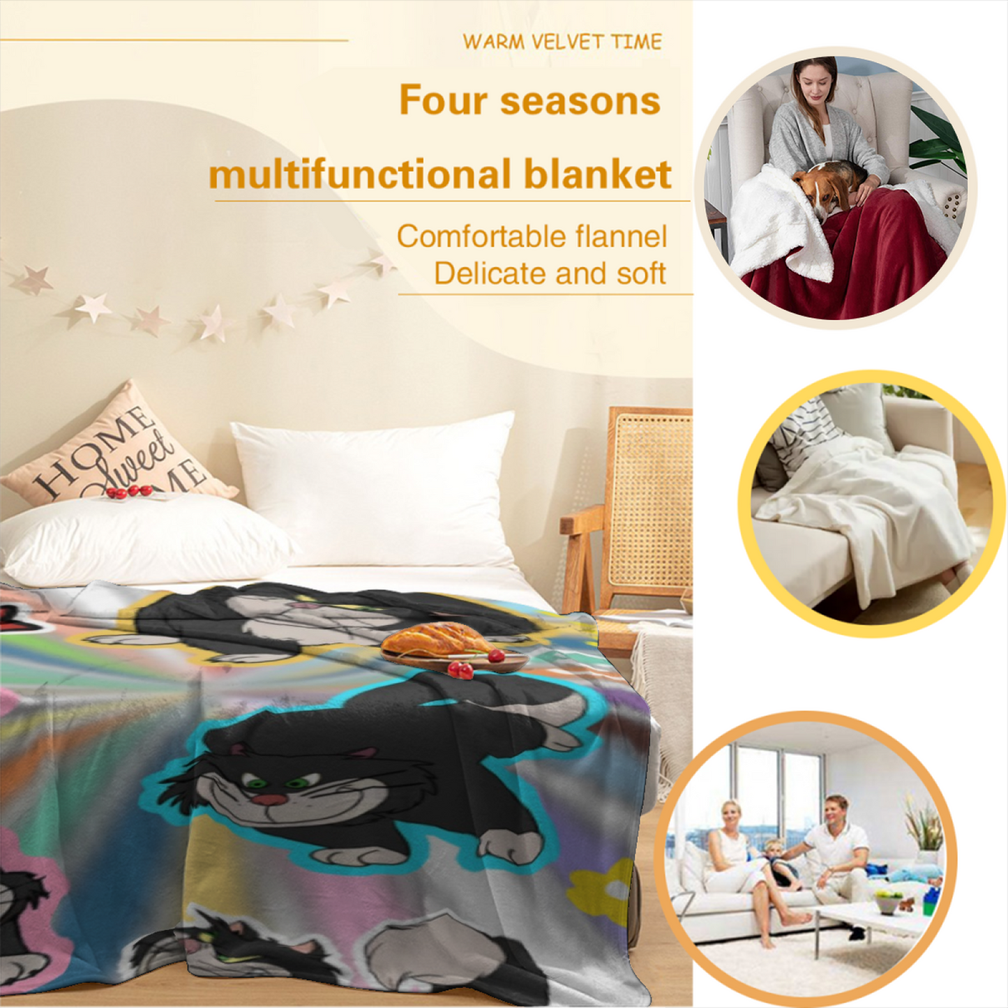 Abstract Contemporary Art Throw Blanket ¨C Colorful Printed Cozy Home Blanket