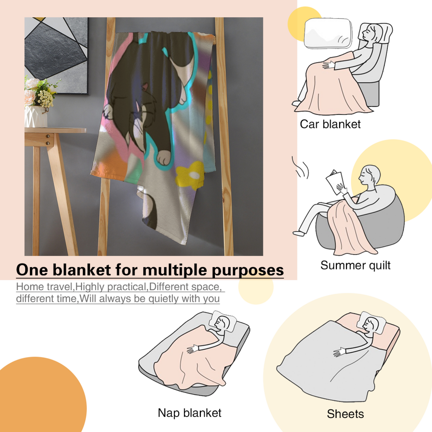 Abstract Contemporary Art Throw Blanket ¨C Colorful Printed Cozy Home Blanket