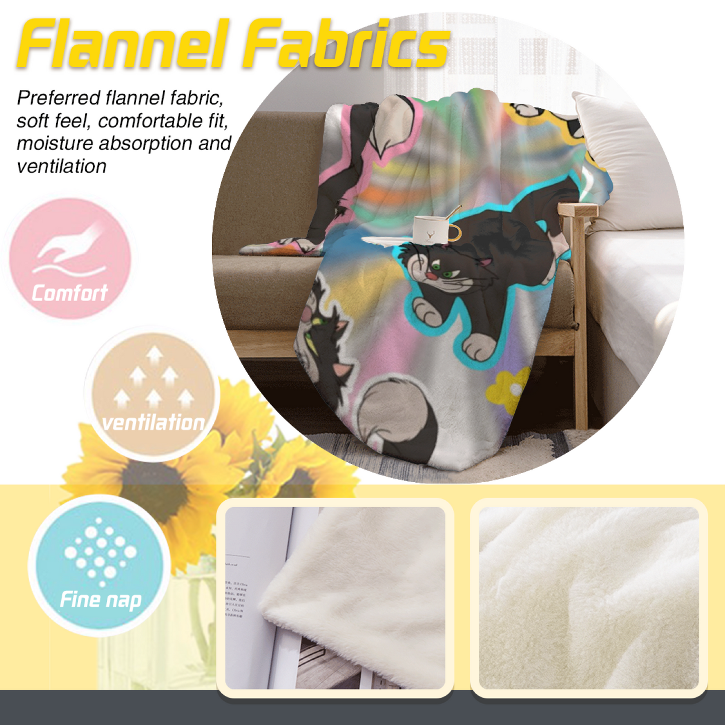 Abstract Contemporary Art Throw Blanket ¨C Colorful Printed Cozy Home Blanket
