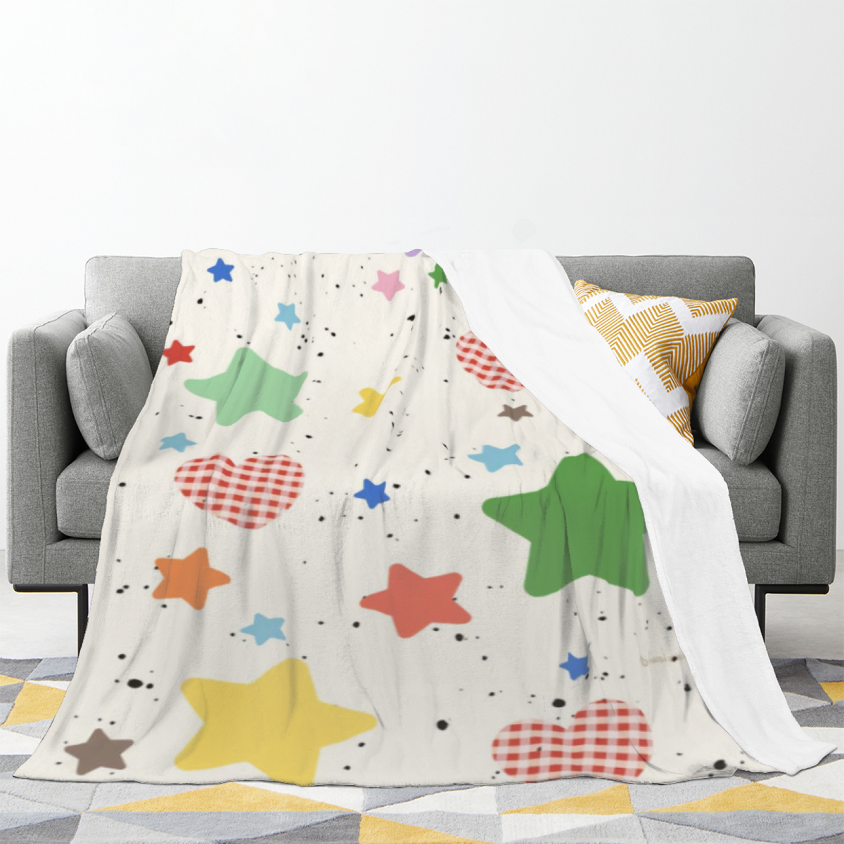 Contemporary Soft Neutral Cobalt Odyssey Decorative Flannel Blanket