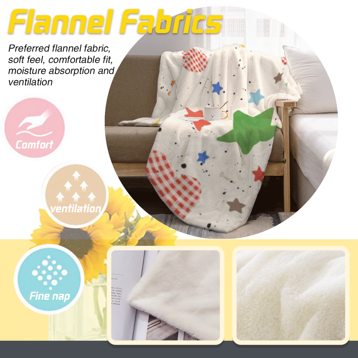 Contemporary Soft Neutral Cobalt Odyssey Decorative Flannel Blanket