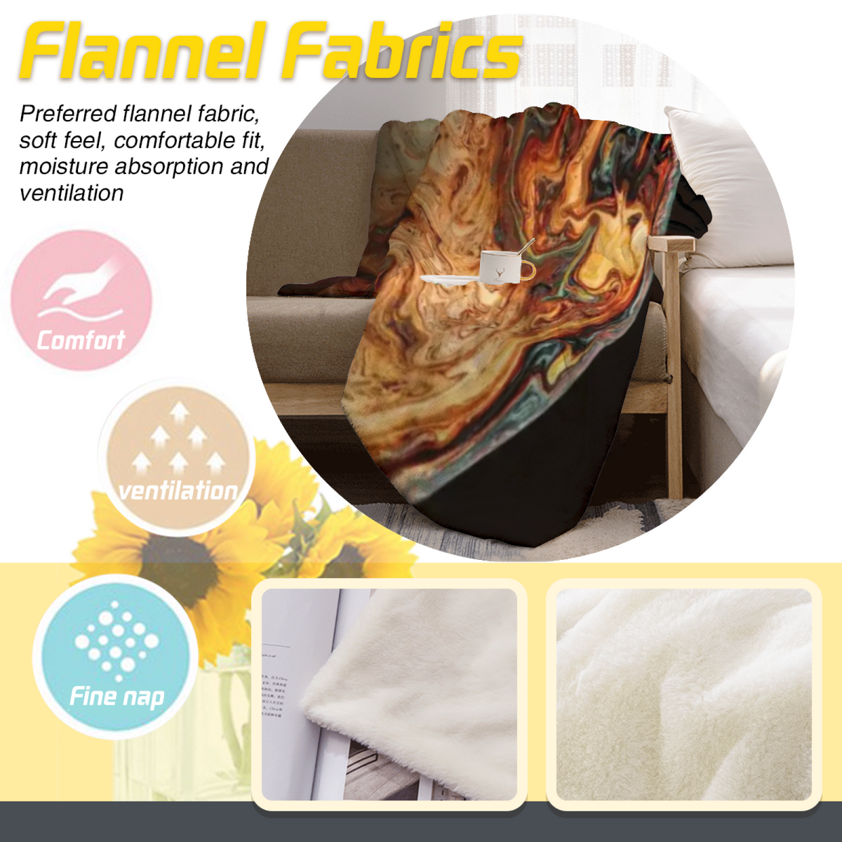 Riverstone Fern Lightweight Flannel Throw in Dusty Lilac