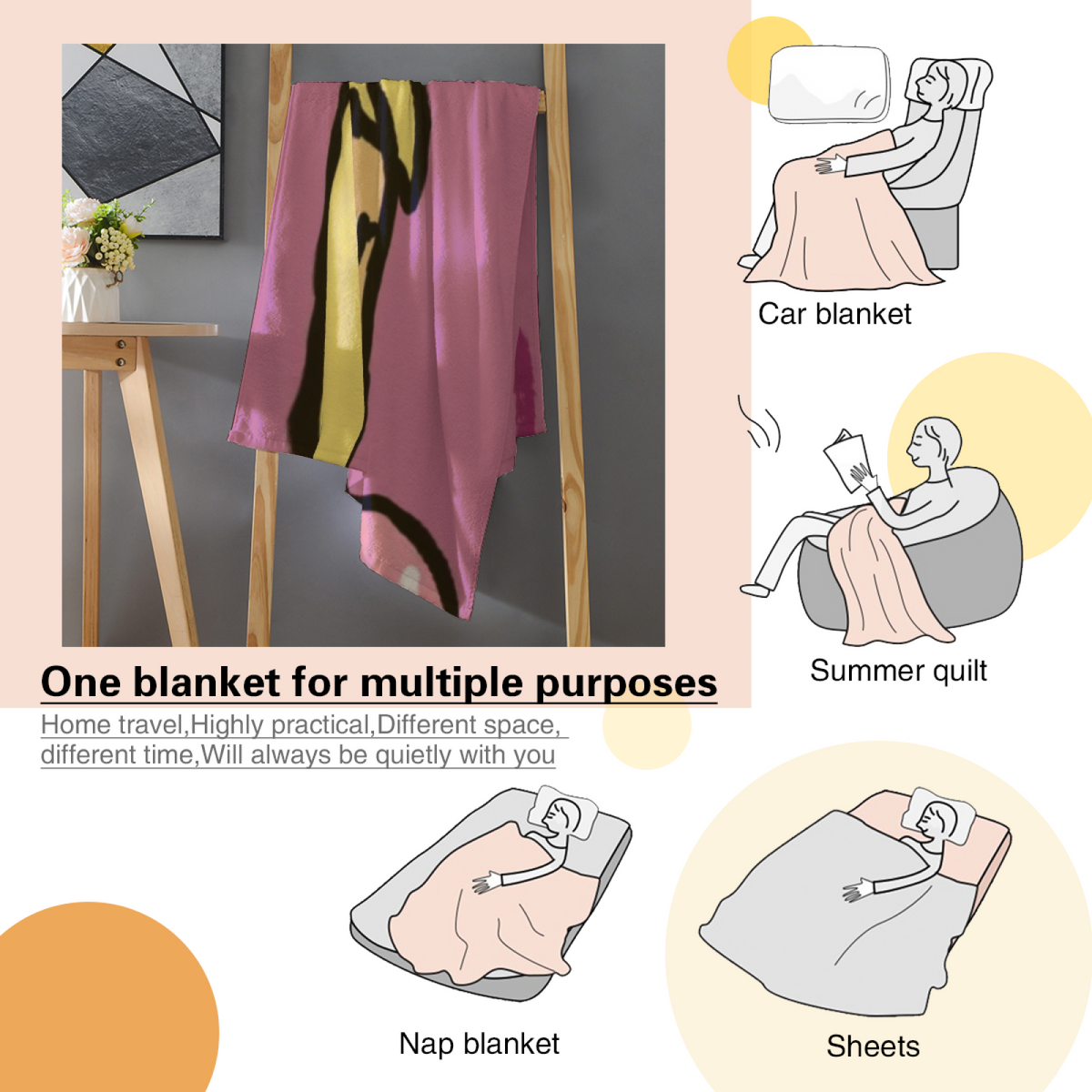 Pastel Multicolor Whimsical Decor All-Season Flannel Blanket ¨C Cinnamon Mosaic Edition