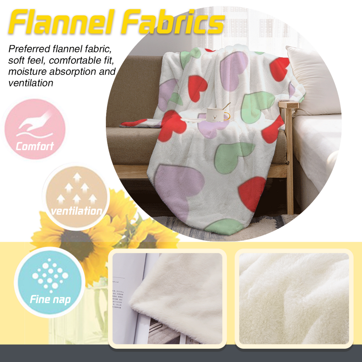 Eclectic Design Moonbeam Atlas Creamy Ivory Cozy Flannel Bed Blanket