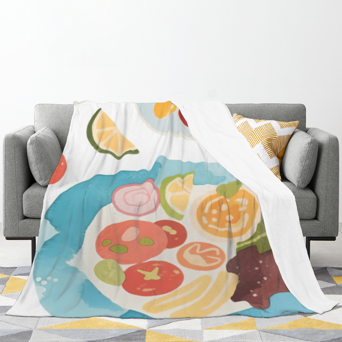 Moonbeam Whisper Creamy Ivory Modern Art Flannel Throw Blanket