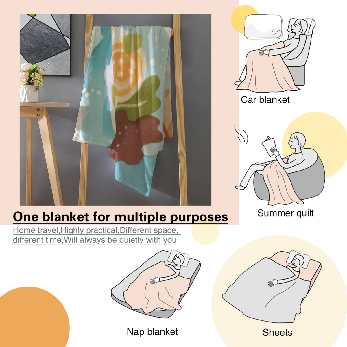 Moonbeam Whisper Creamy Ivory Modern Art Flannel Throw Blanket