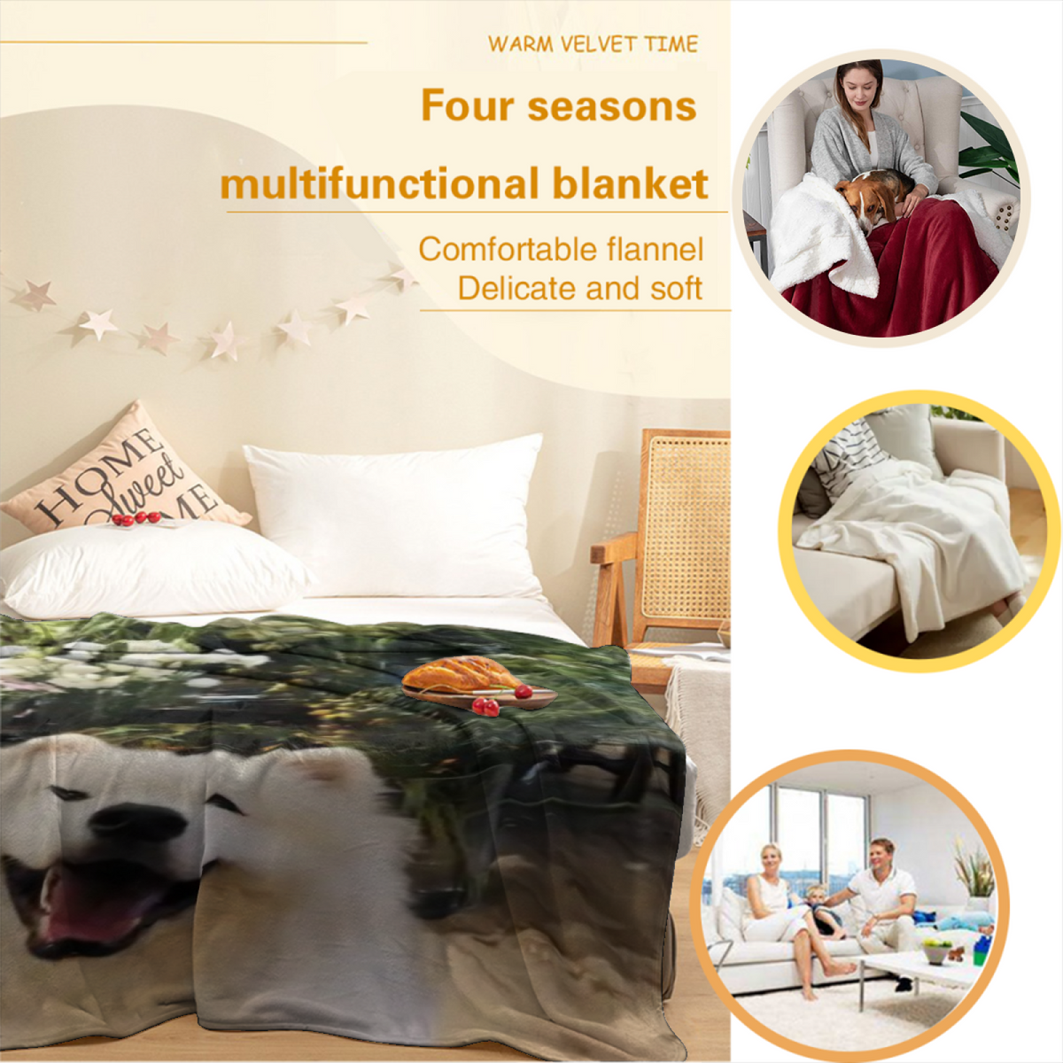 Decorative Flannel Blanket with Desert Fern Cozy Cottage Artwork