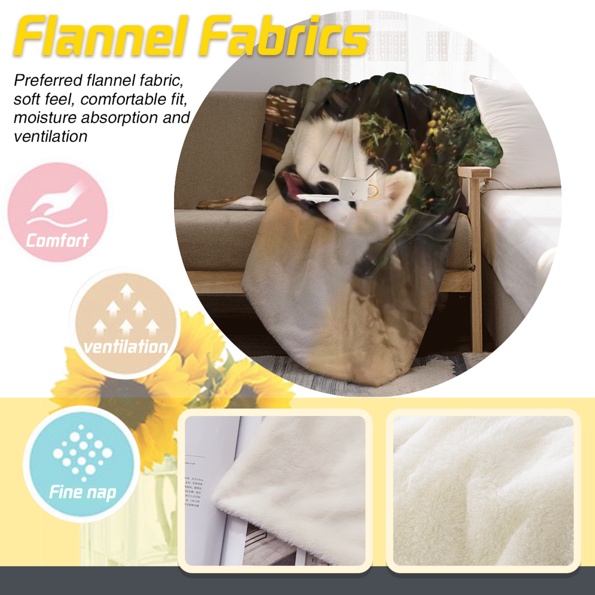 Decorative Flannel Blanket with Desert Fern Cozy Cottage Artwork