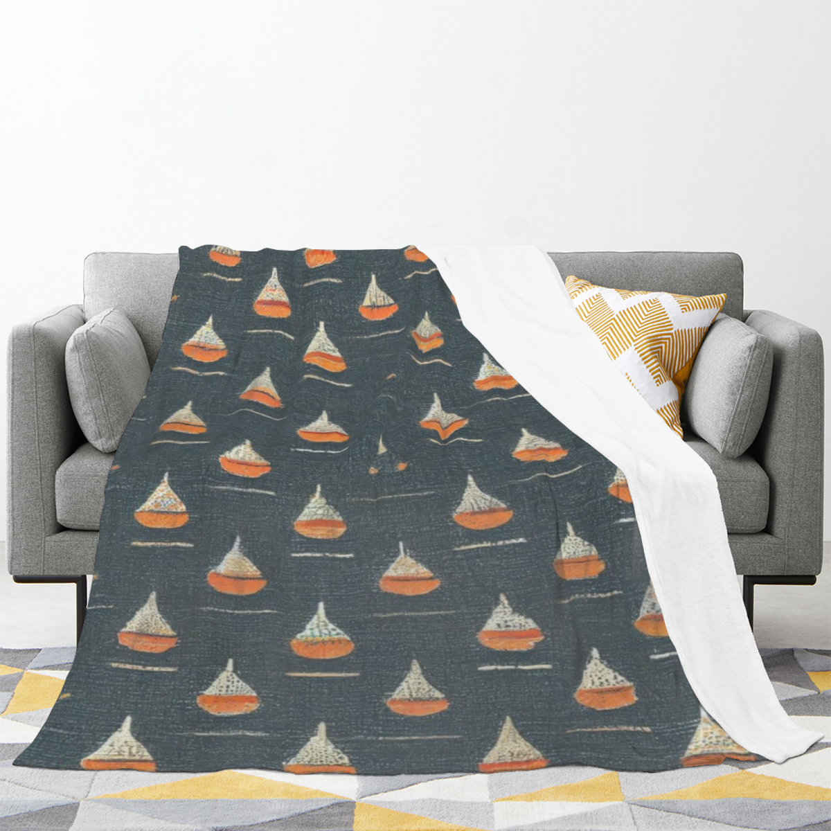 Eclectic Design Coastal Harbor Warm Coral Flannel Sofa Throw