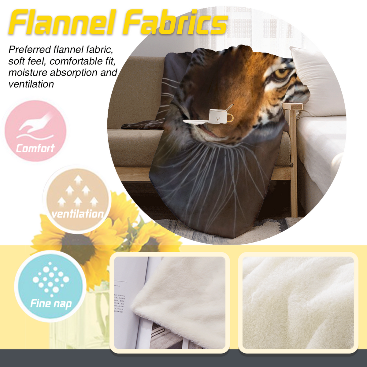 Azure Haven Soft Neutral Art All-Season Flannel Blanket