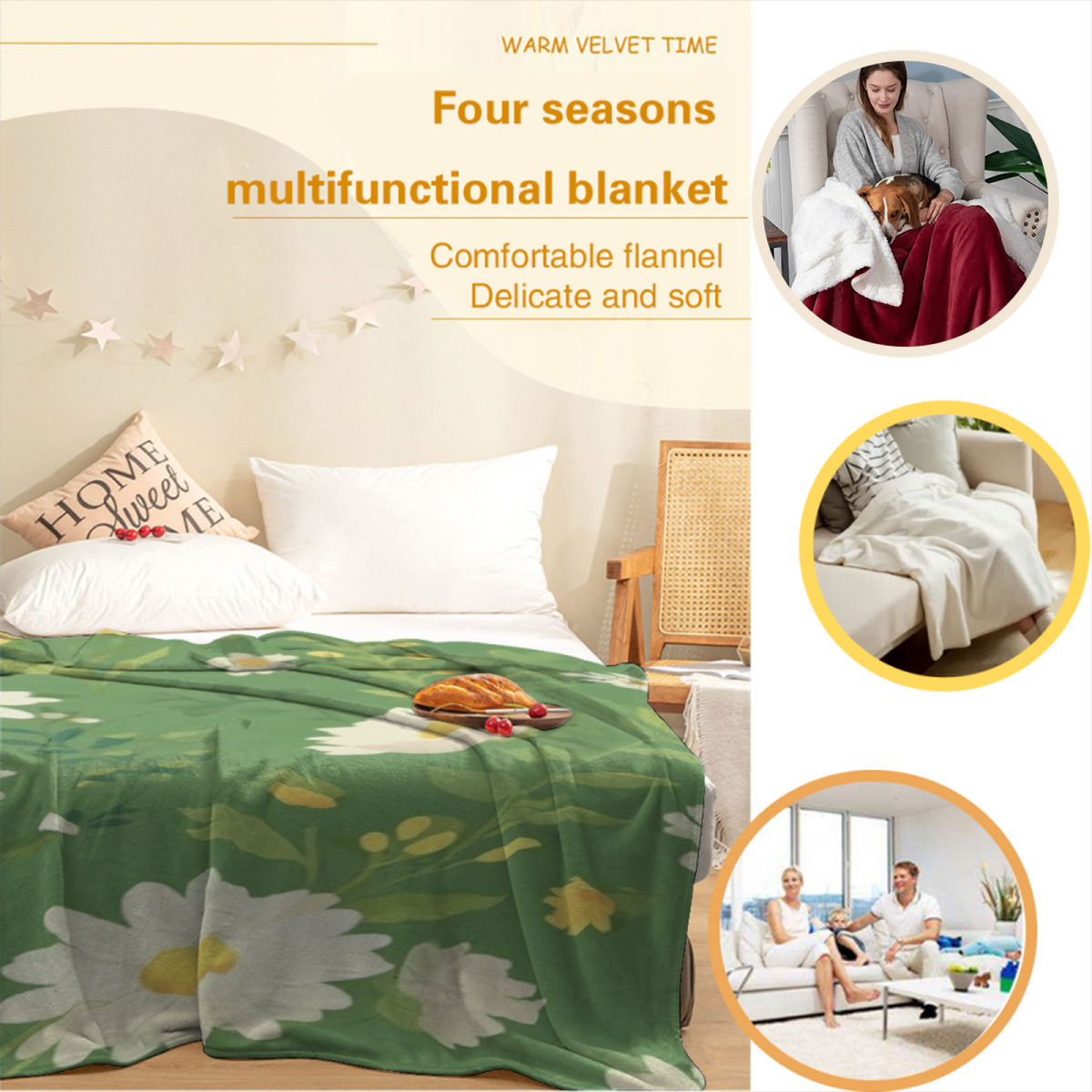 Rich Multicolor Mossy Jubilee Soft Flannel Blanket ¨C Contemporary Pattern