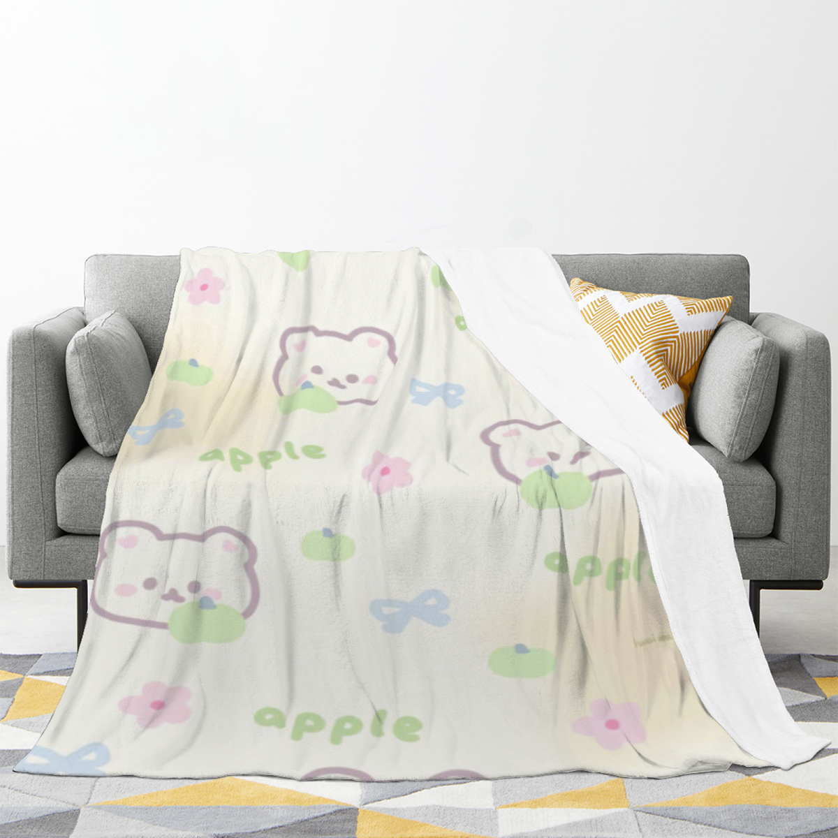 Creamy Ivory Evergreen Lagoon Lightweight Flannel Throw ¨C Contemporary Pattern