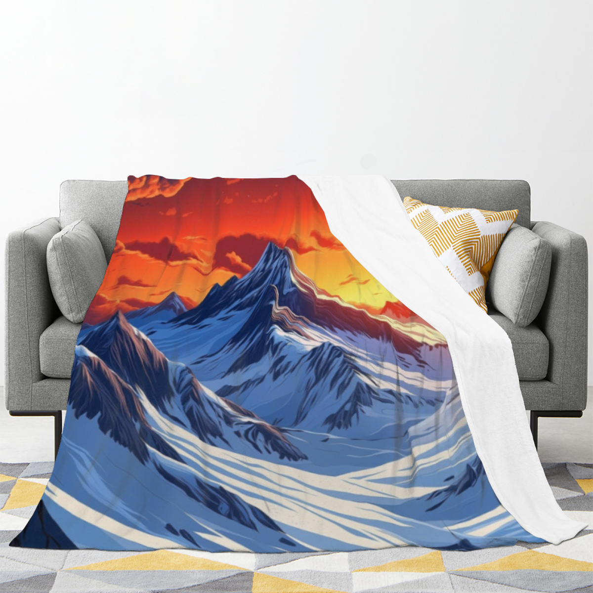 Eclectic Design Starlit Solstice Warm Coral Cozy Flannel Bed Blanket