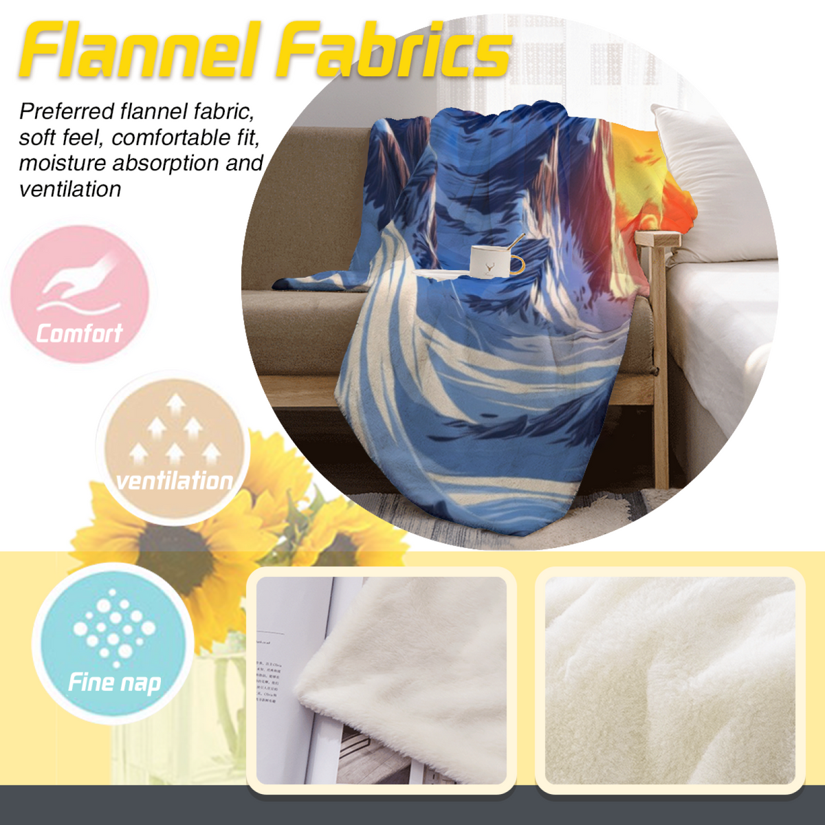 Eclectic Design Starlit Solstice Warm Coral Cozy Flannel Bed Blanket