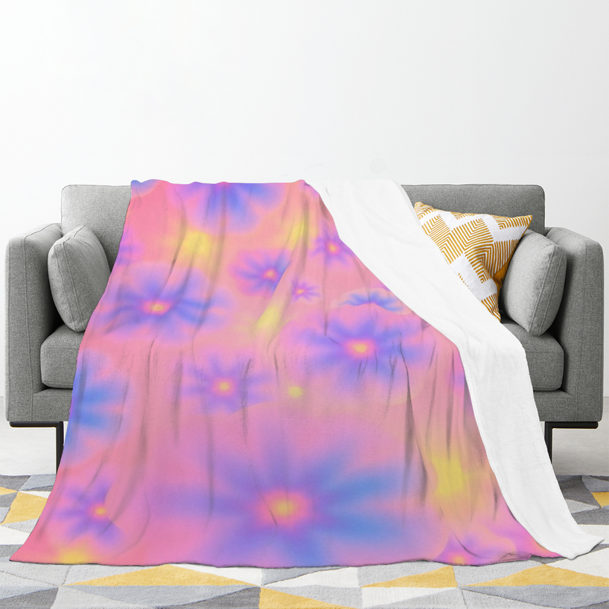 Eclectic Design Burnished Orchard Warm Coral Flannel Sofa Throw