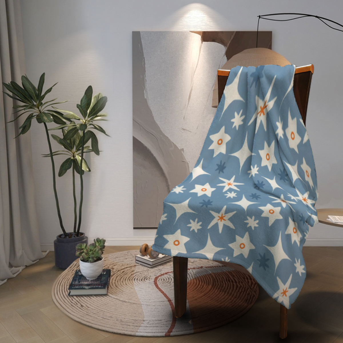 Snowy Santa Reading Flannel Throw Blanket