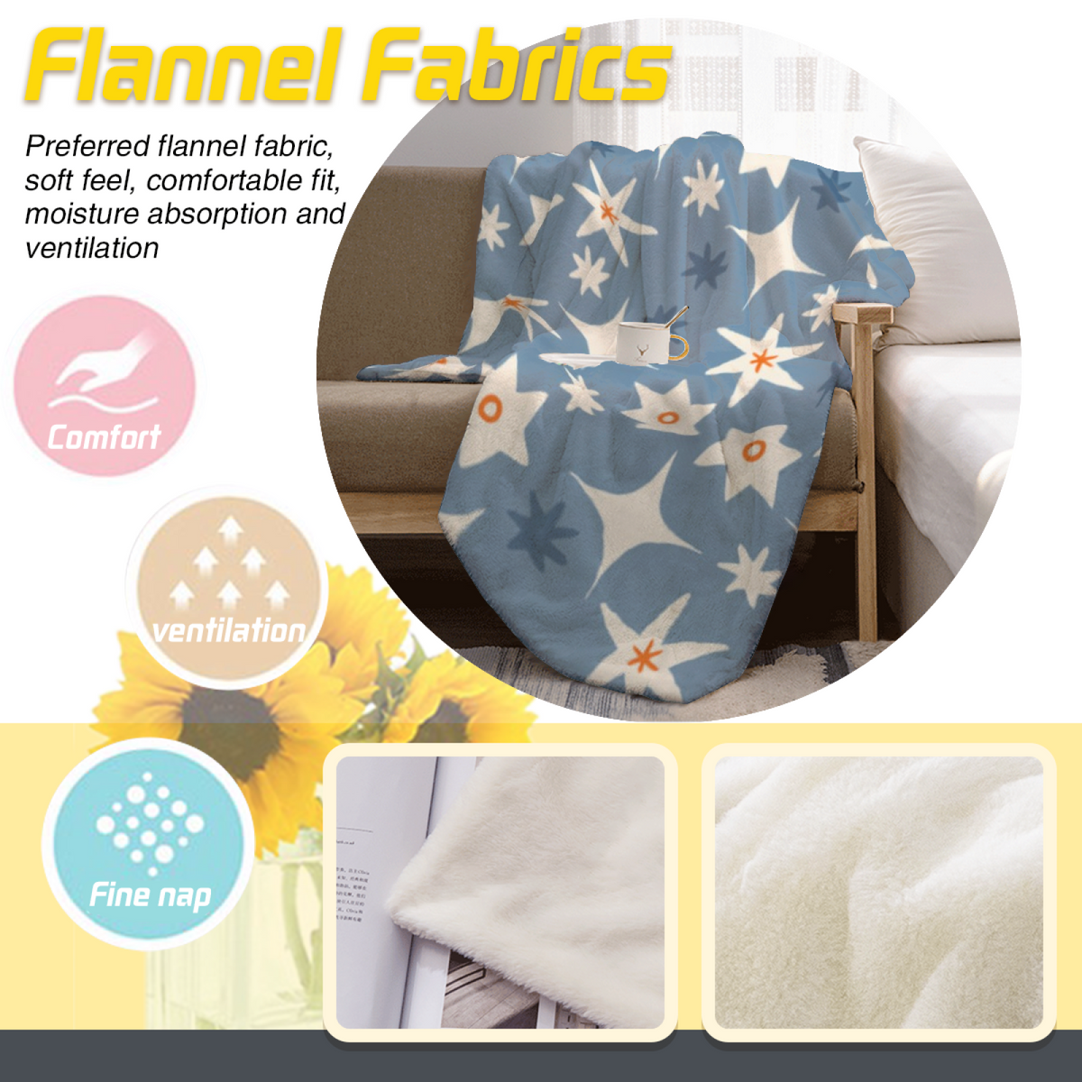 Snowy Santa Reading Flannel Throw Blanket