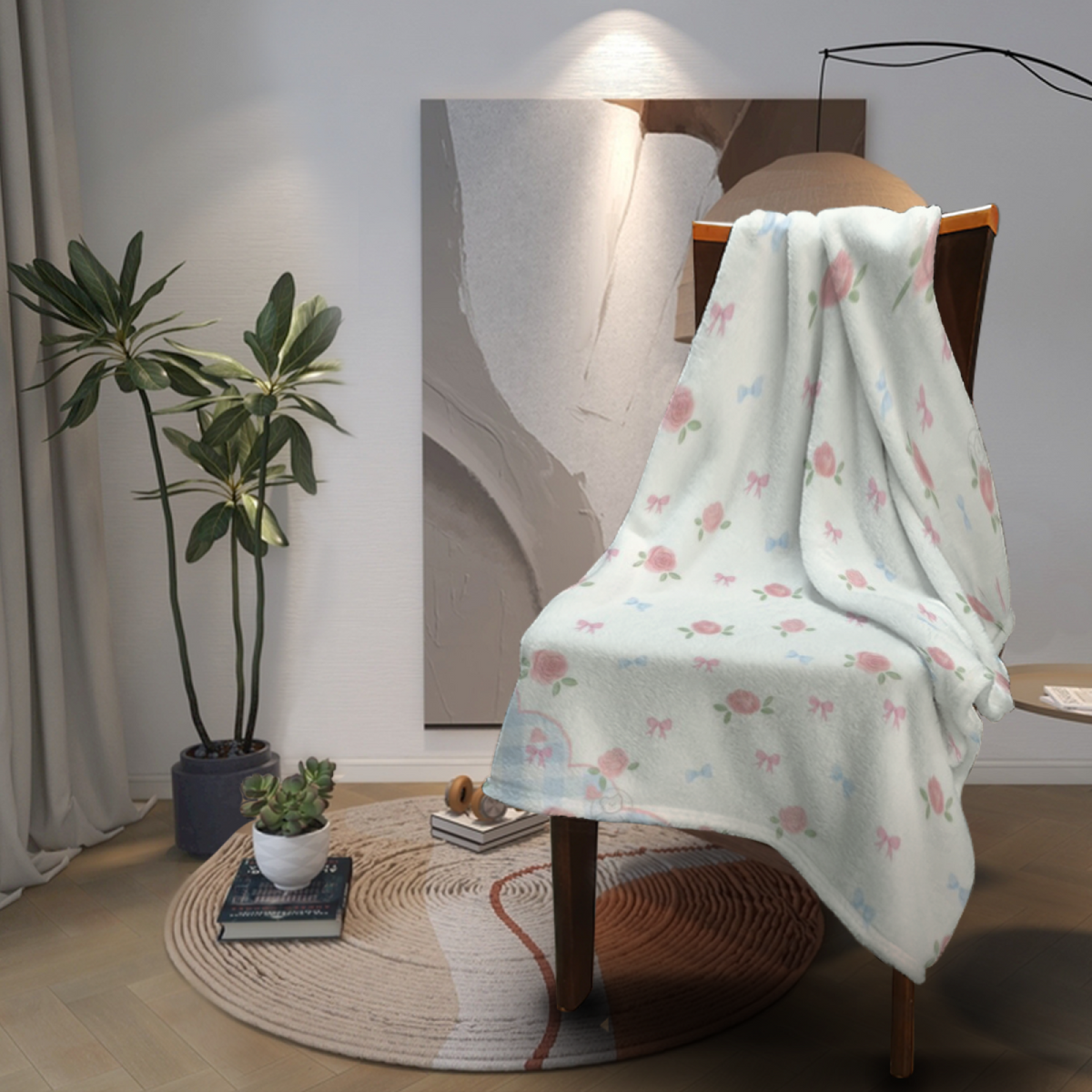 Celestial Sanctuary Home Accent Lightweight Flannel Throw ¨C Creamy Ivory