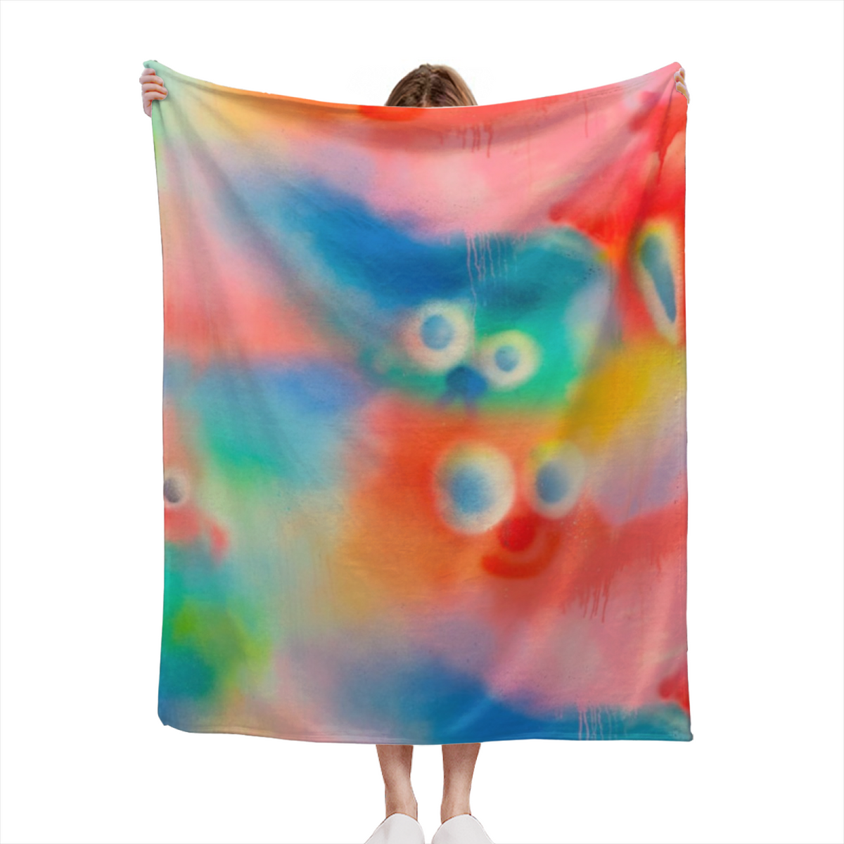 Evergreen Mirage Pastel Multicolor Art Flannel Throw Blanket