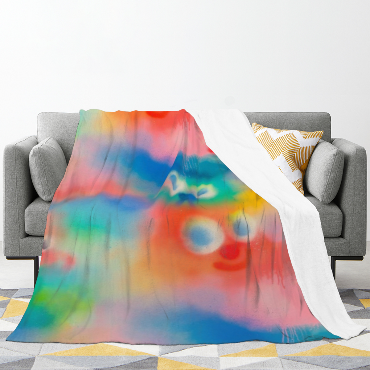 Evergreen Mirage Pastel Multicolor Art Flannel Throw Blanket