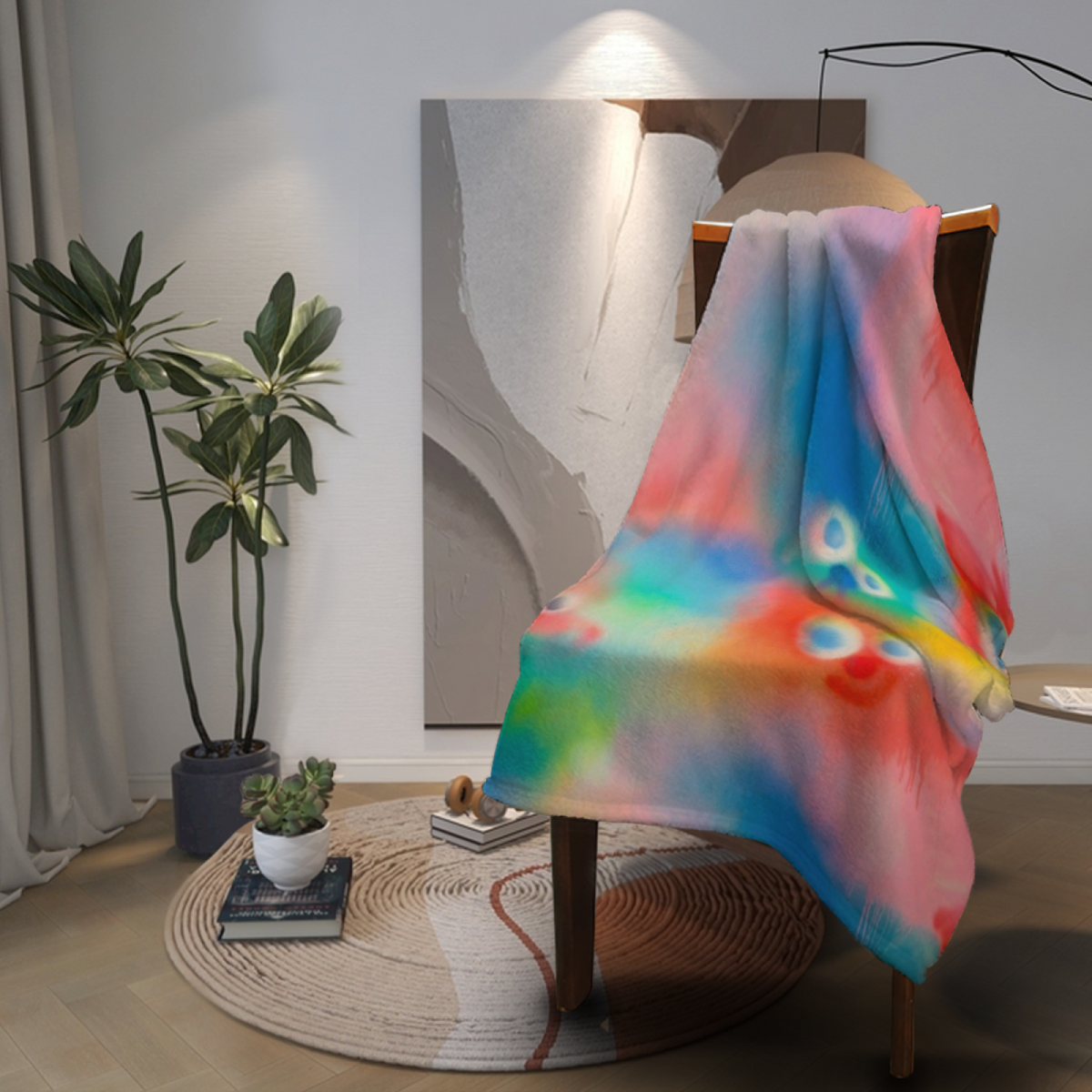 Evergreen Mirage Pastel Multicolor Art Flannel Throw Blanket
