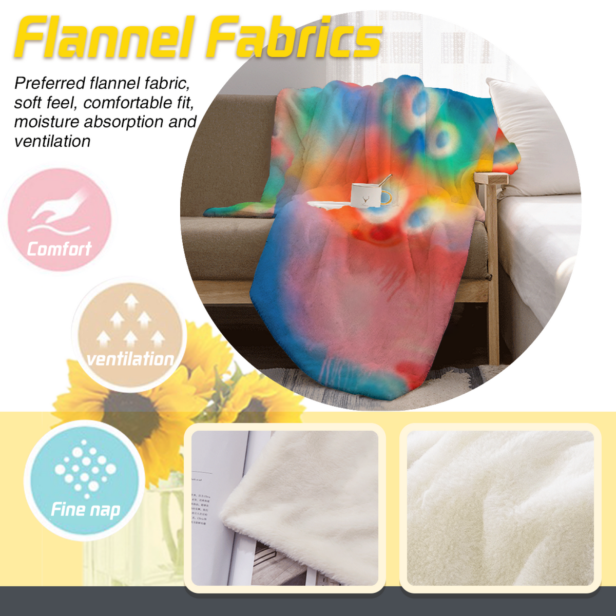 Evergreen Mirage Pastel Multicolor Art Flannel Throw Blanket