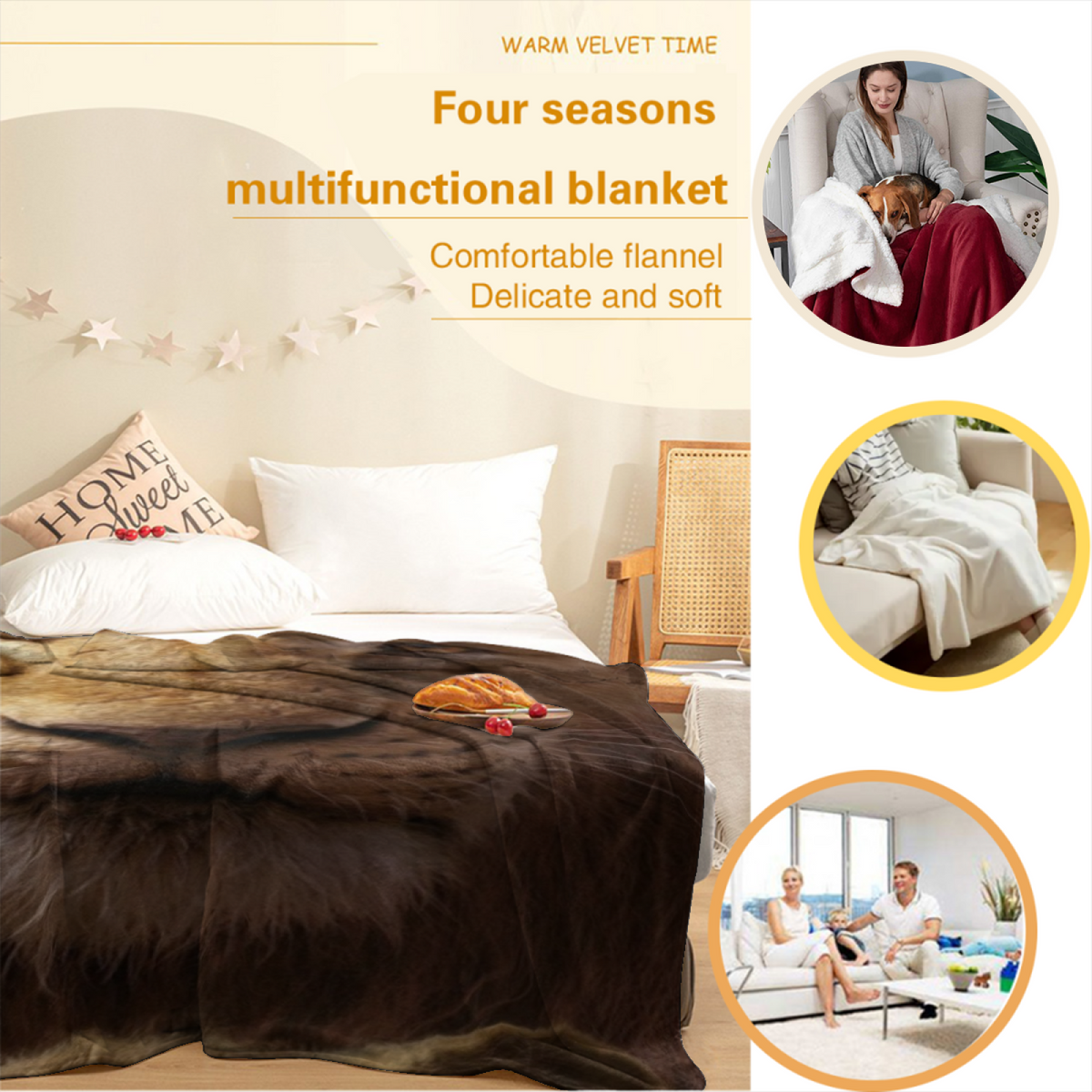 Dawn Whimsy Earthy Multicolor Cozy Flannel Throw Blanket