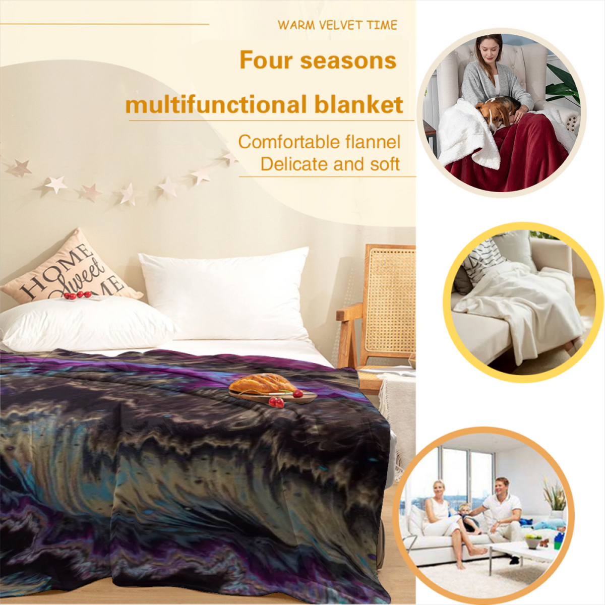 Pastel Multicolor Whimsical Decor All-Season Flannel Blanket ¨C Rustic Prism Edition