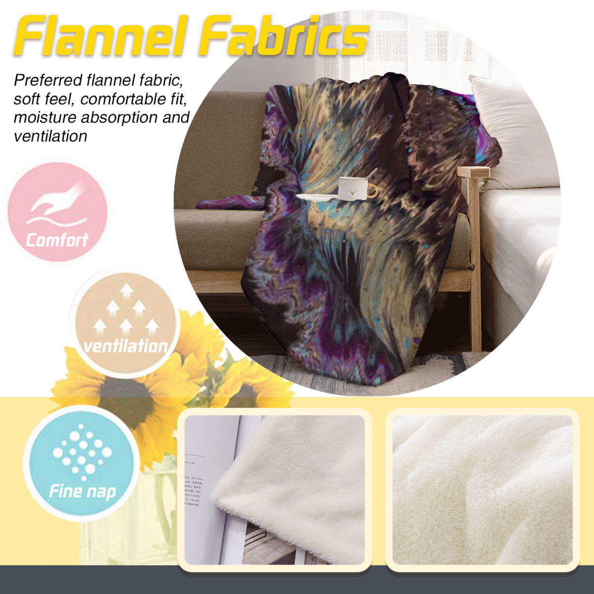 Pastel Multicolor Whimsical Decor All-Season Flannel Blanket ¨C Rustic Prism Edition