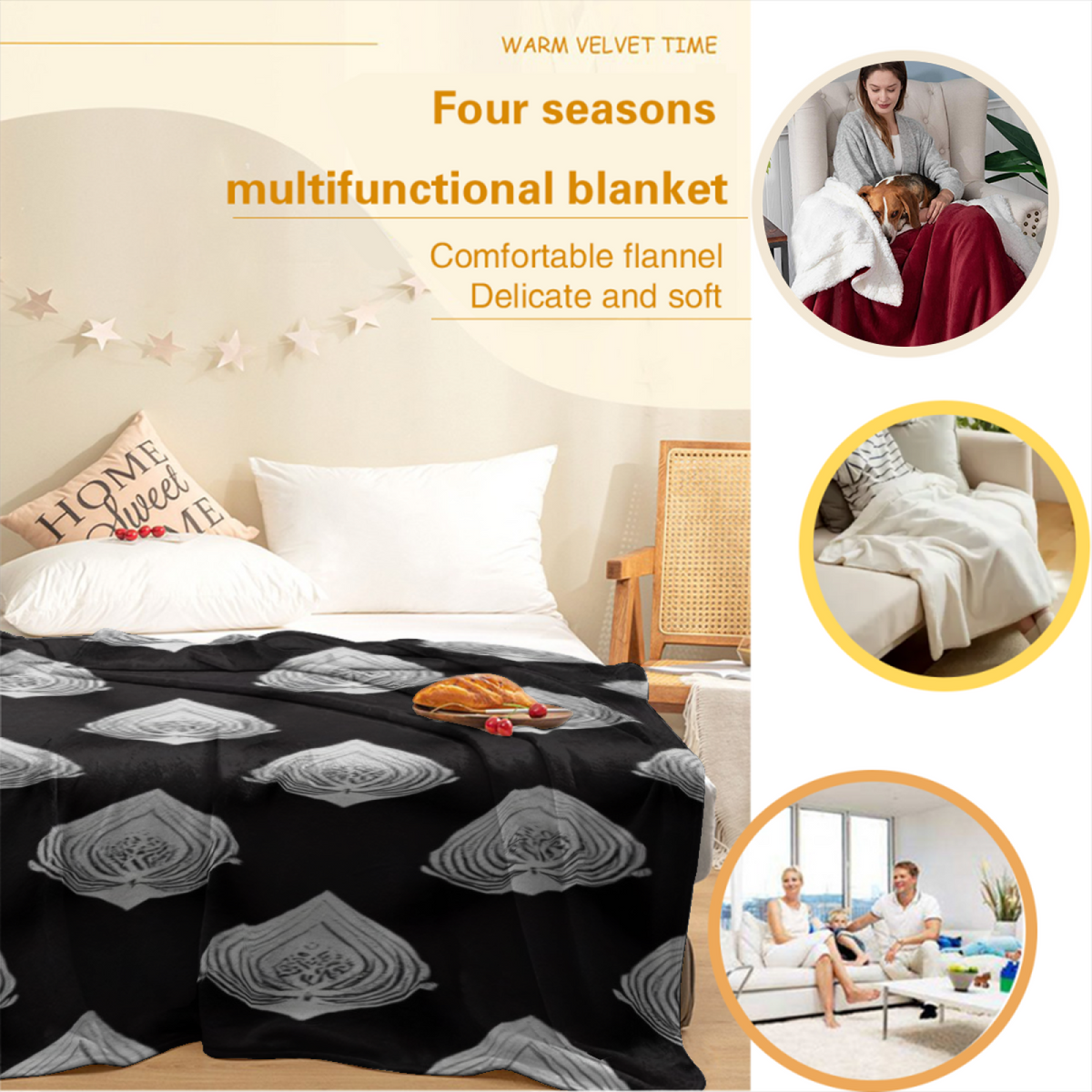 Soft Neutral Sunwashed Rhapsody Soft Flannel Blanket ¨C Contemporary Pattern