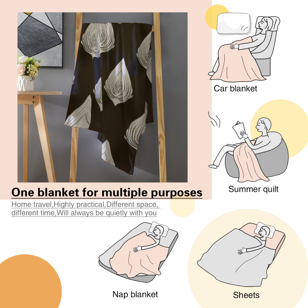 Soft Neutral Sunwashed Rhapsody Soft Flannel Blanket ¨C Contemporary Pattern