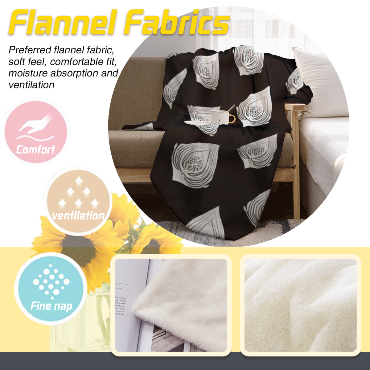Soft Neutral Sunwashed Rhapsody Soft Flannel Blanket ¨C Contemporary Pattern