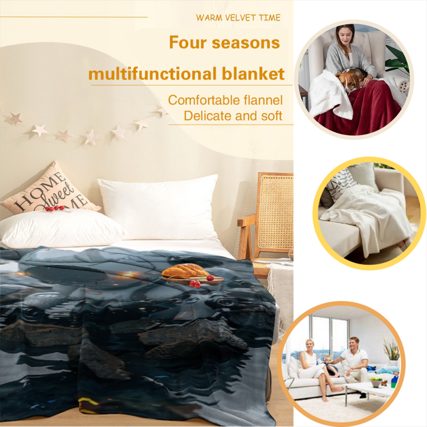 Futuristic Robot Flannel Throw Blanket ¨C Sci-Fi Explorer in a Rocky Stream