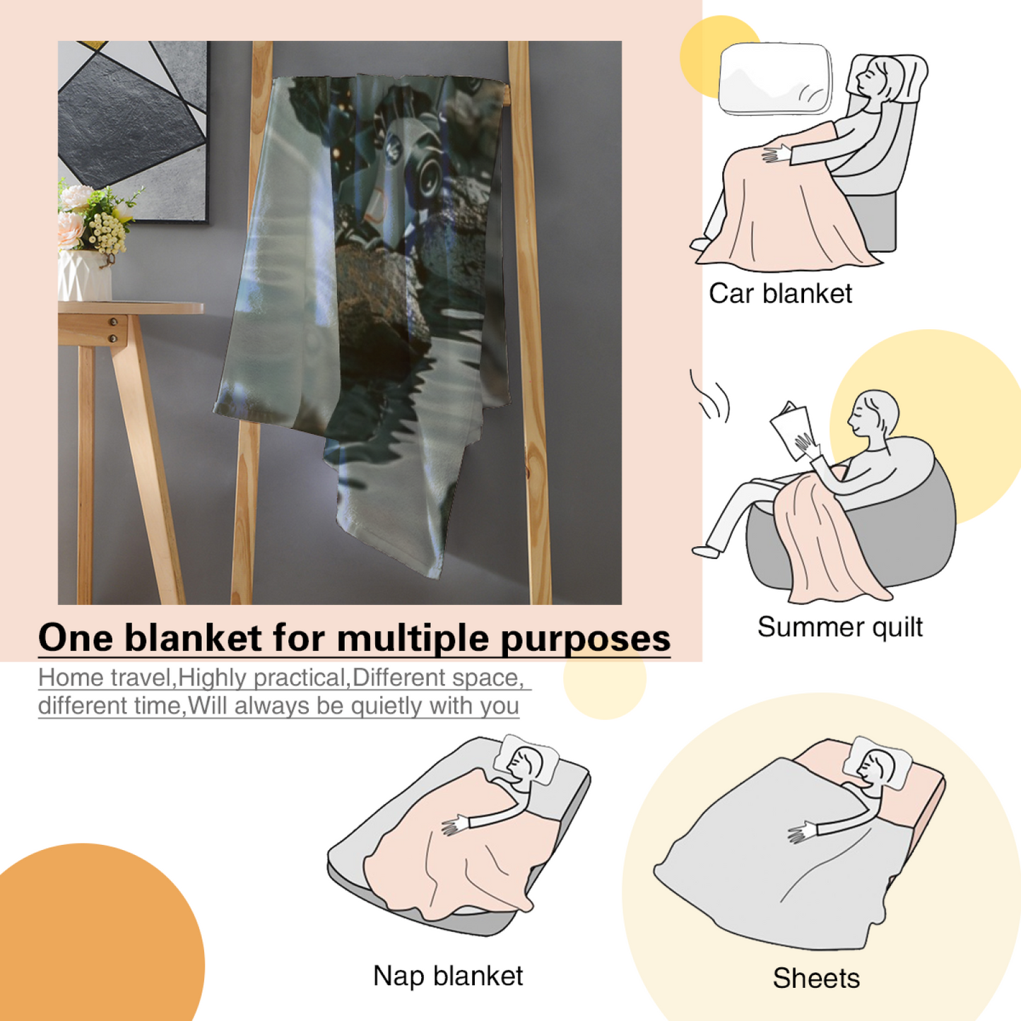 Futuristic Robot Flannel Throw Blanket ¨C Sci-Fi Explorer in a Rocky Stream