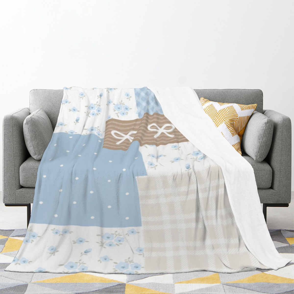Copper Vista Inspired Flannel Sofa Throw ¨C Creamy Ivory Palette