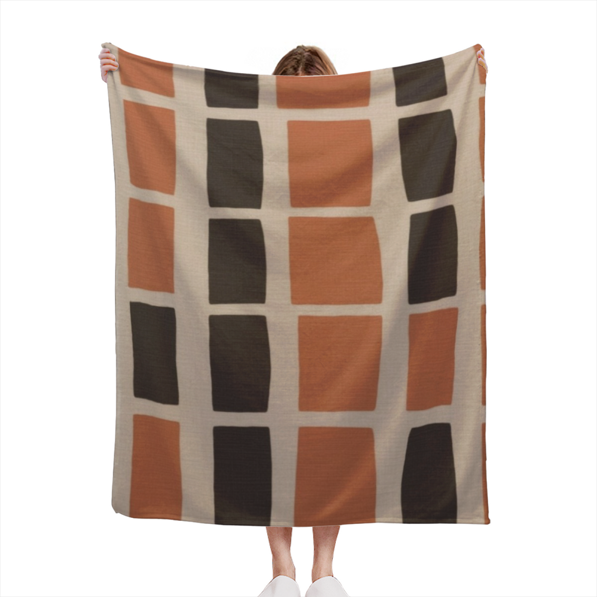 Earthy Neutral Luminous Mosaic Lightweight Flannel Throw ¨C Contemporary Pattern