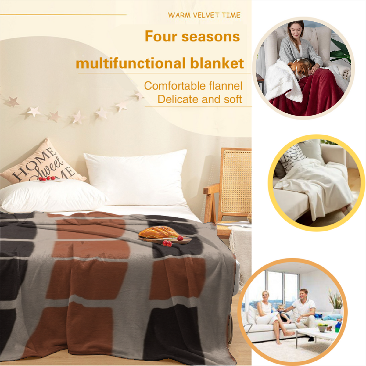 Earthy Neutral Luminous Mosaic Lightweight Flannel Throw ¨C Contemporary Pattern