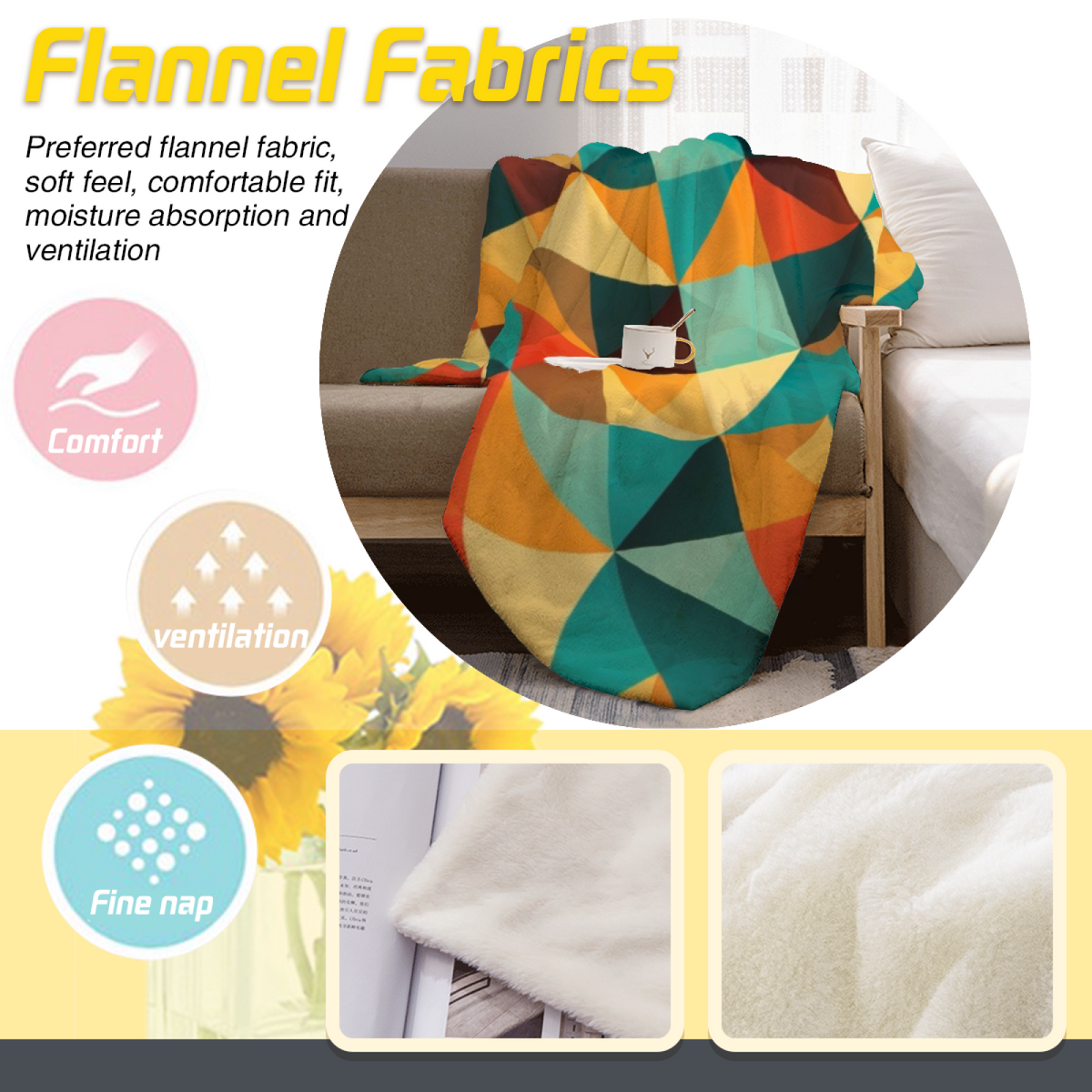 Pastel Multicolor Whimsical Decor All-Season Flannel Blanket ¨C Starlit Sprout Edition