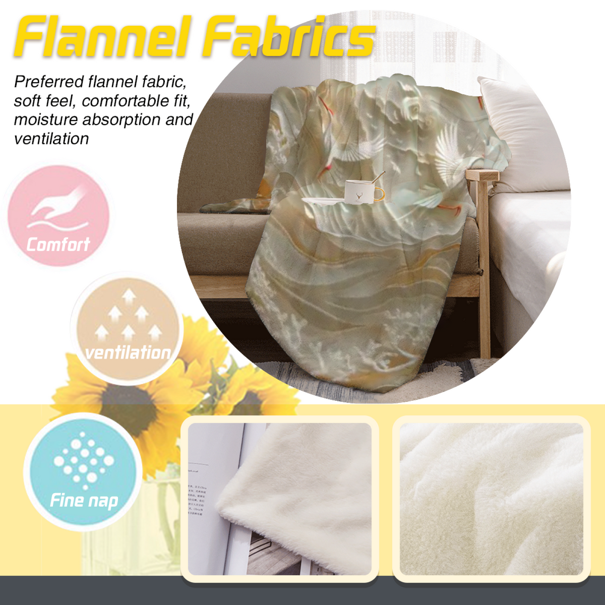 Tangerine Thicket Soft Flannel Blanket in Dusty Lilac