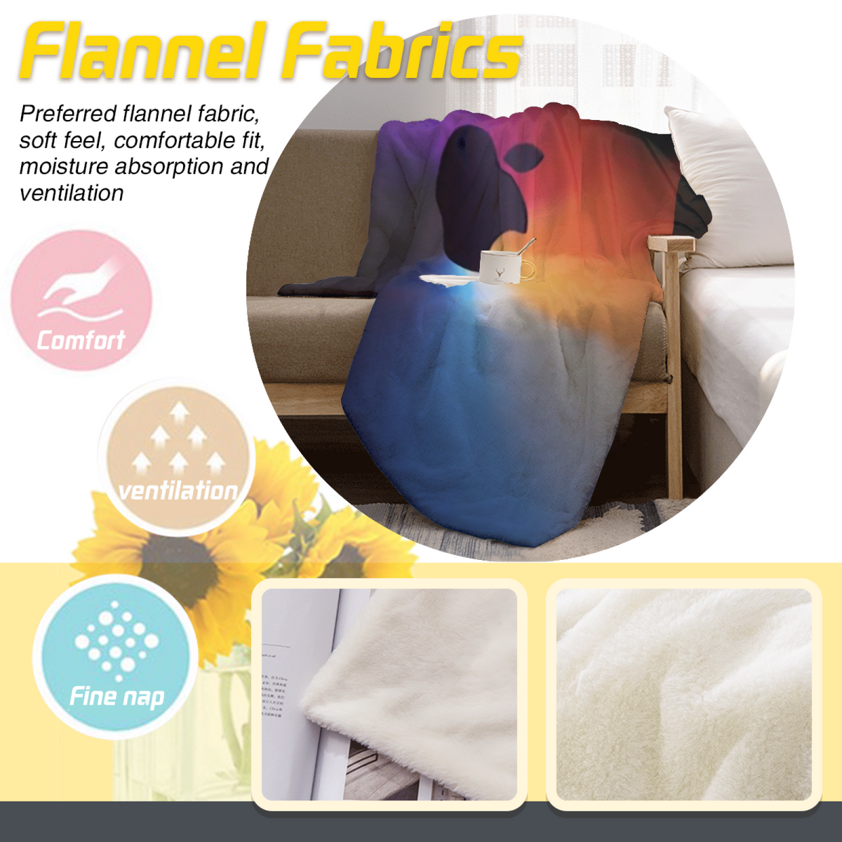 Flannel Throw Blanket with Cosmic Vista Cozy Cottage Artwork
