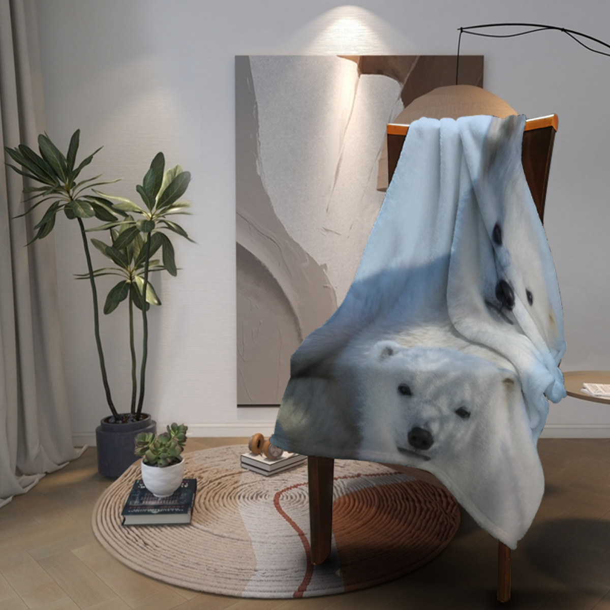 Earthy Neutral Mossy Galaxy Lightweight Flannel Throw ¨C Contemporary Pattern