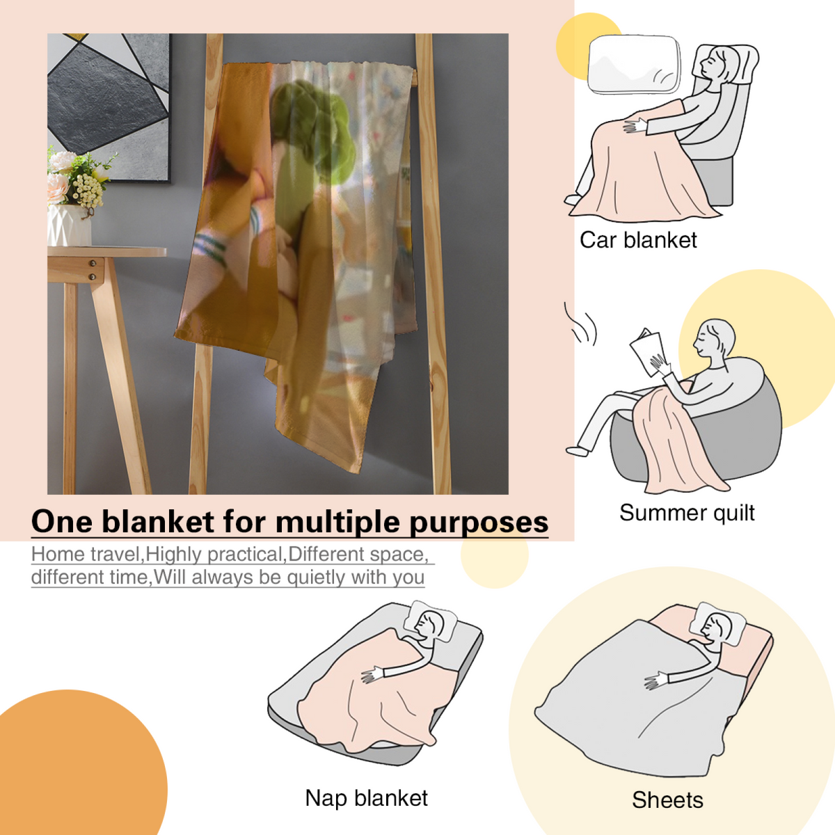 Decorative Flannel Blanket with Breezy Grove Cozy Cottage Artwork