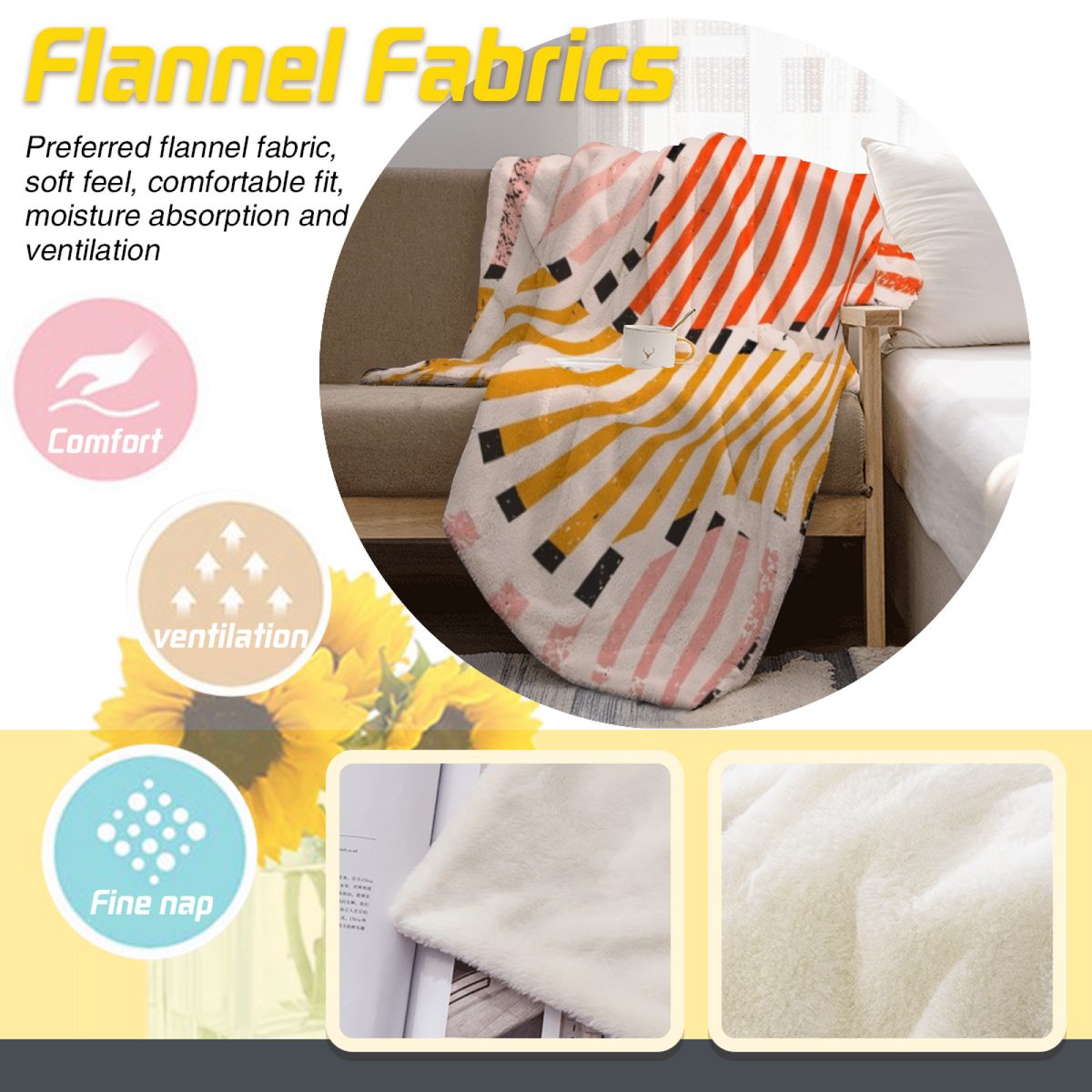 Eclectic Design Celestial Lantern Pastel Multicolor Cozy Flannel Bed Blanket