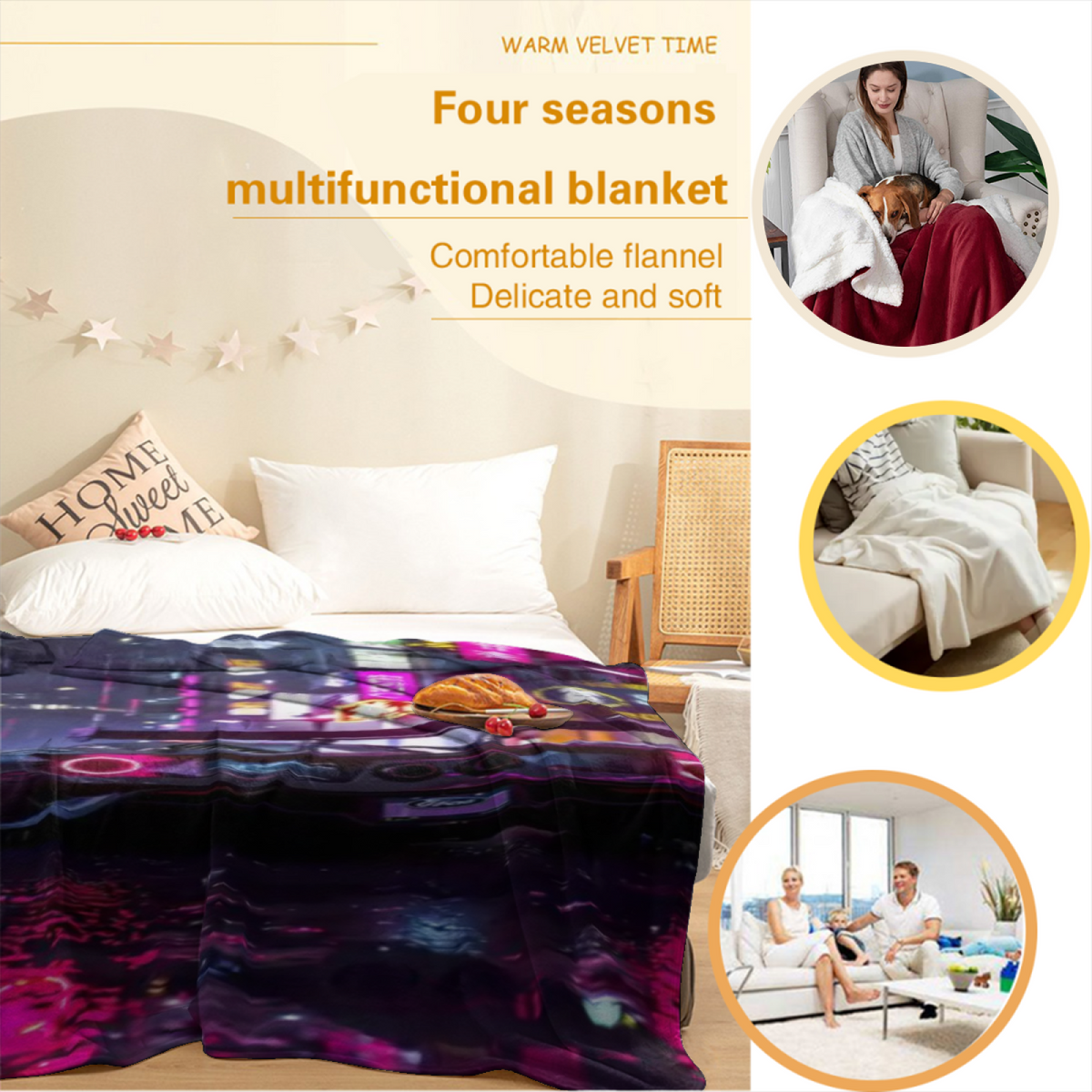 Pastel Multicolor Whimsical Decor All-Season Flannel Blanket ¨C Desert Galaxy Edition