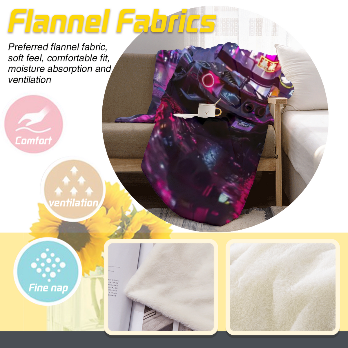 Pastel Multicolor Whimsical Decor All-Season Flannel Blanket ¨C Desert Galaxy Edition