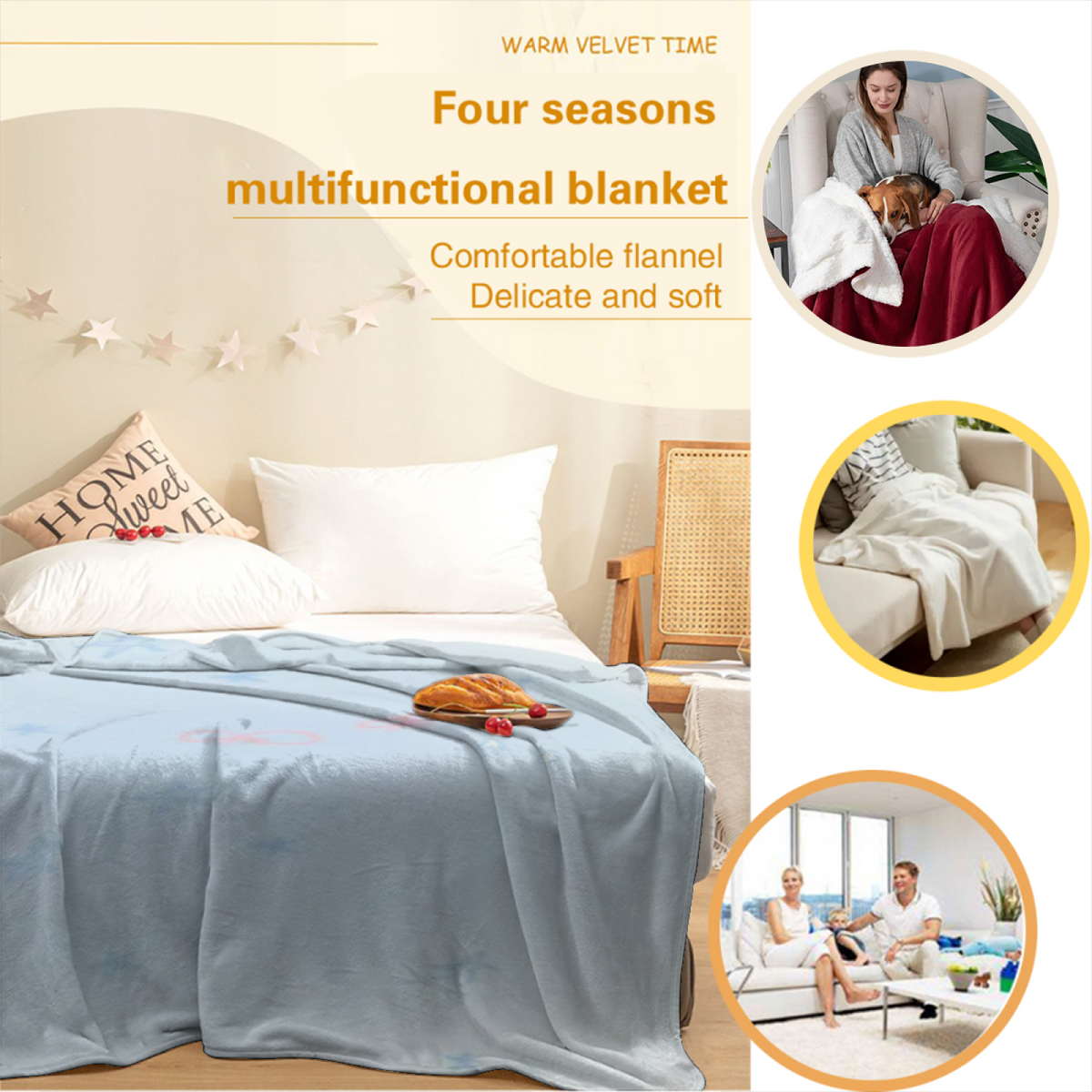 Pastel Multicolor Whimsical Decor Plush Flannel Throw ¨C Watercolor Thicket Edition