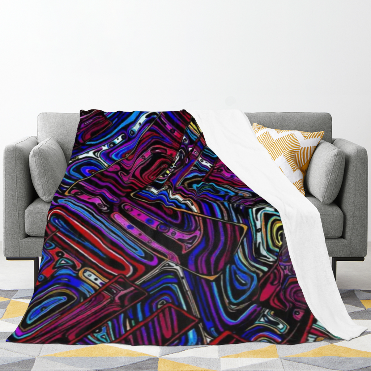 Harvest Prism Pastel Multicolor Modern Art Flannel Throw Blanket