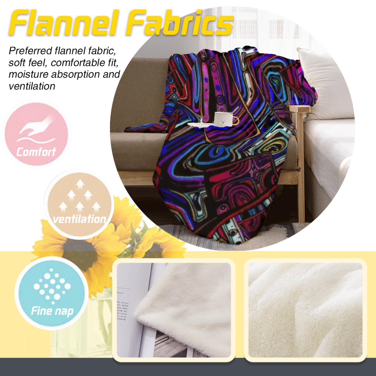 Harvest Prism Pastel Multicolor Modern Art Flannel Throw Blanket