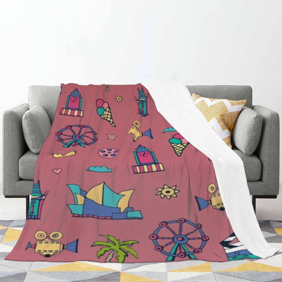 Earthy Multicolor Juniper Drift Decorative Flannel Blanket